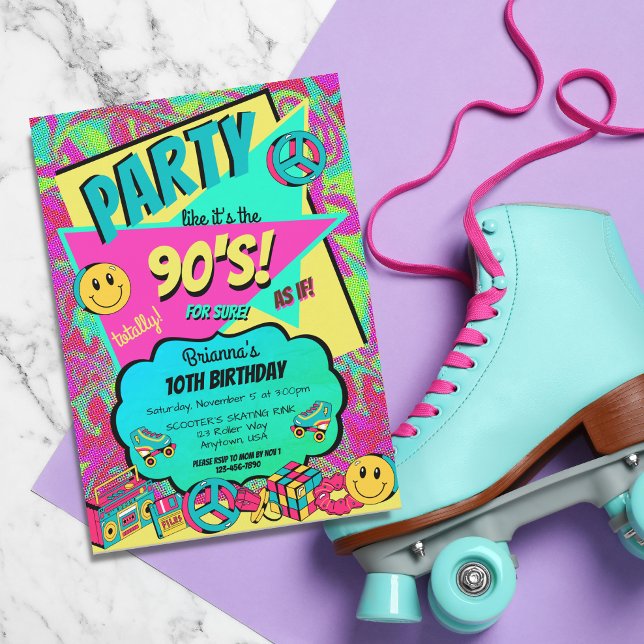 ANY AGE 90's retro birthday invitation (Creator Uploaded)