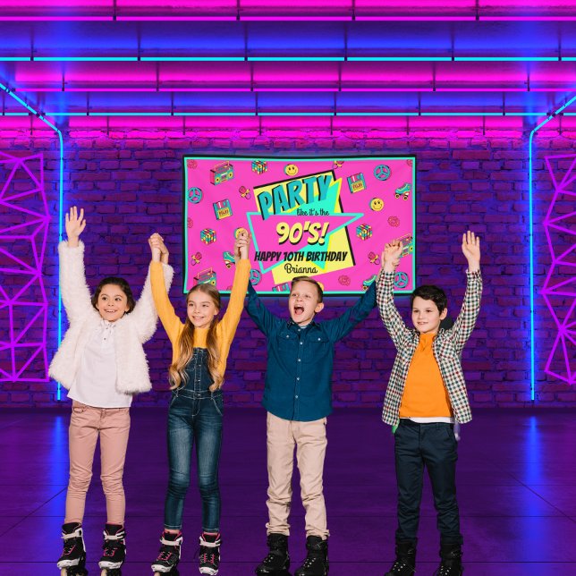 ANY AGE 90's retro personalised birthday banner (Creator Uploaded)