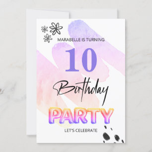 *~* ANY AGE Abstract Doodle Watercolor Birthday Invitation