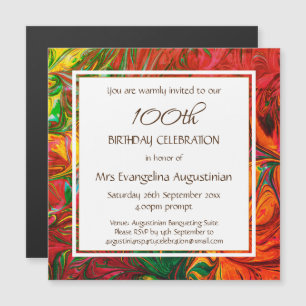 ANY AGE Abstract Red Customisable Birthday Magnetic Invitation