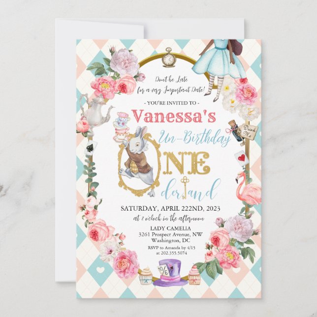 ANY AGE - African American Alice in Wonderland   Invitation (Front)