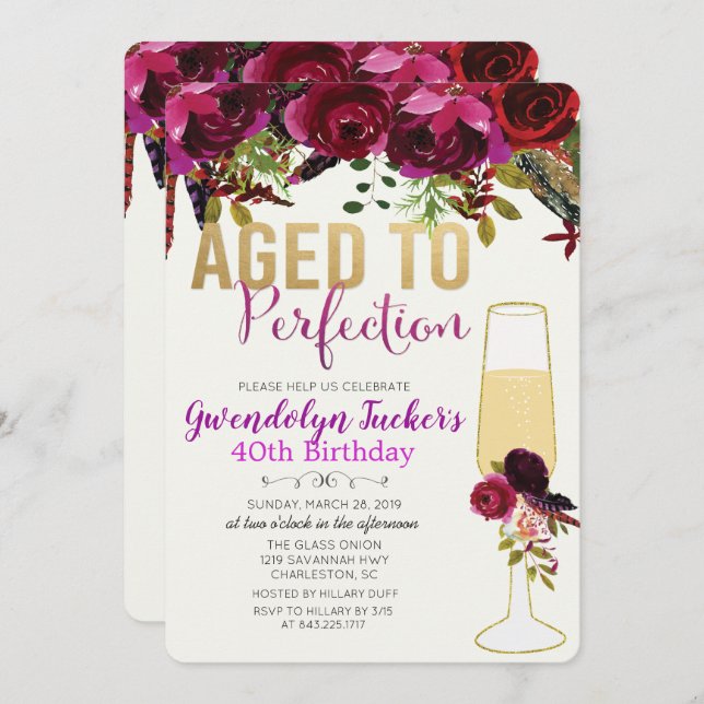 ANY AGE - Aged to Perfection Birthday Invitation (Front/Back)