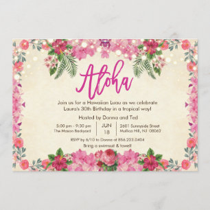ANY AGE - Aloha Luau Tropical Birthday Invitation