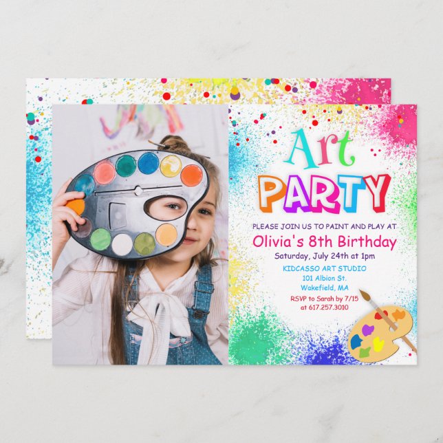 ANY AGE Art Party Paint Party Birthday Invitation (Front/Back)