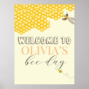Any age, bee theme birthday welcome sign