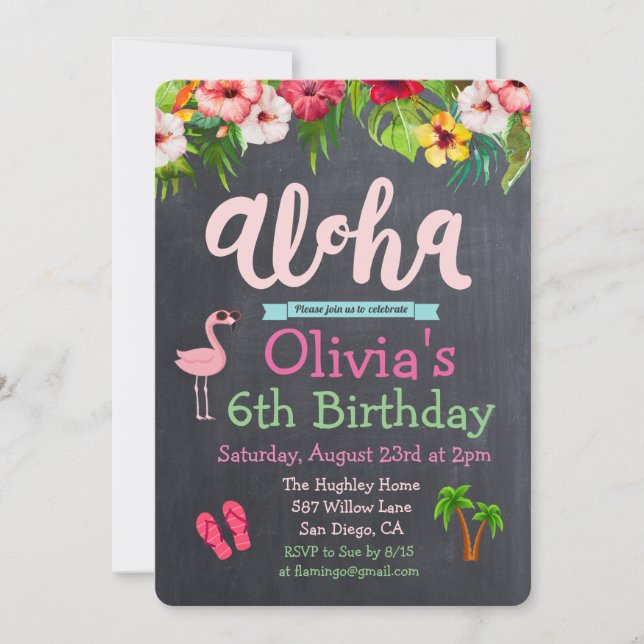 ANY AGE - Birthday Aloha Luau Tropical Invitation (Front)