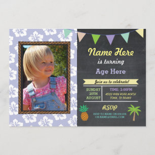 Any Age Birthday Aloha Tropical Photo Party Invite