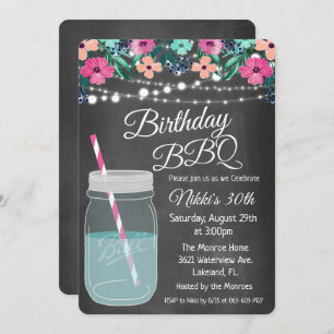 ANY AGE - Birthday BBQ Mason Jar Invitation
