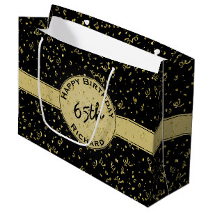 Any Age Birthday - Black/Gold Party Theme Large Gift Bag