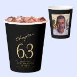 Any Age Birthday Black Gold Photo Paper Cups<br><div class="desc">Celebrate your loved one's birthday in style with these black and gold birthday paper cups featuring their favourite photo. Discover how this high-quality,  customisable cup can elevate any birthday celebration and create a lasting impression for the birthday honoree.</div>