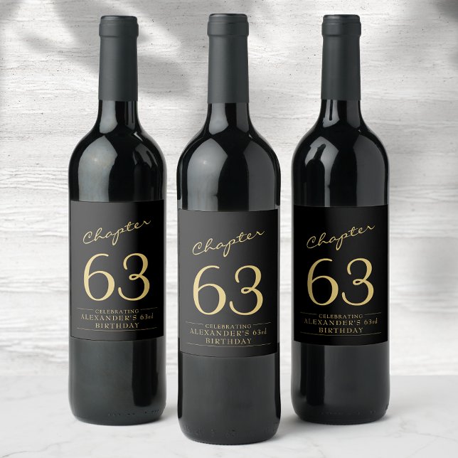 Any Age Birthday Black Gold Wine Label (Black and gold birthday wine labels celebrating a new chapter. Any age with name.)