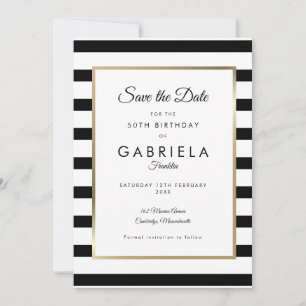 Any Age Birthday Classic Stripe Save The Date