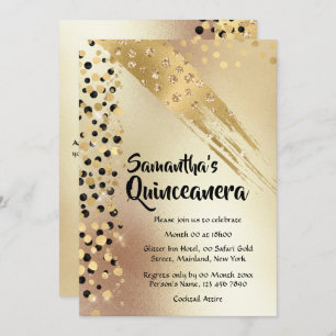 Any age birthday gold glitter black confetti chic invitation