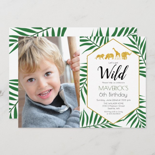 ANY AGE - Birthday Jungle Safari Invitation (Front/Back)