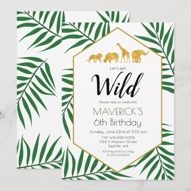 ANY AGE - Birthday Jungle Safari Invitation (Front/Back)
