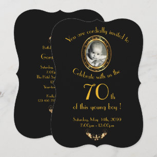 Any age, Birthday Party Invitation Man,photo,black