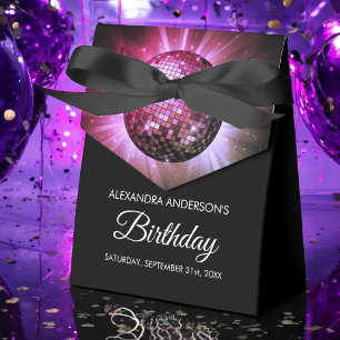 Any Age Birthday Party Pink Purple Disco Ball Favour Box