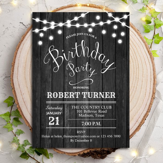 Any Age Birthday Party - Rustic Grey Wood Invitation (Creator Uploaded)