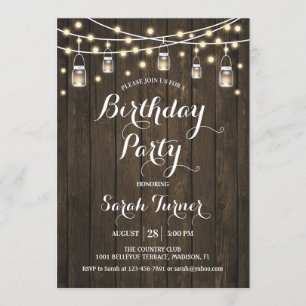 Any Age Birthday Party - Rustic Wood Invitation