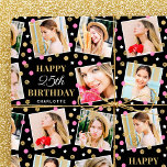 Any Age Birthday Photo Collage Pink 25th Wrapping Paper<br><div class="desc">Celebrate a special birthday with a custom photo gift wrap! This stylish design features elegant typography, and seven of your favourite photos surrounded by confetti and stars. Personalise the template with the recipient's name, and age — perfect for a landmark 16th, 18th, 21st, 30th, 40th or 50th birthday. A seamless...</div>