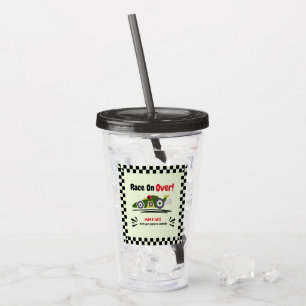Any Age Birthday Ready Set Go Green Race Car Acrylic Tumbler