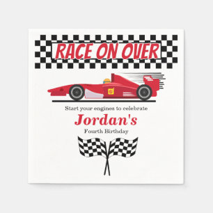 Any Age Birthday Red Formula Car Race on Over  Napkin