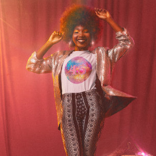 Any Age Birthday Retro Hot Pink Disco Ball T-Shirt