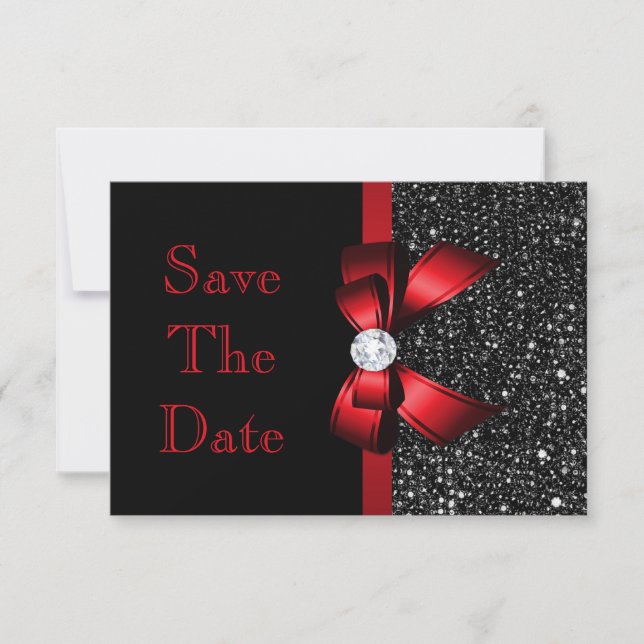 Any Age Birthday Save The Date Black and Red (Front)