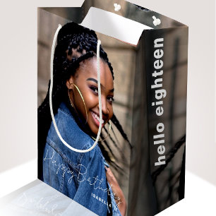 Any Age Birthday Trendy Personalised Photo Medium Gift Bag