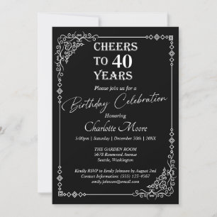 Any Age Black and White Birthday Classic Invitation