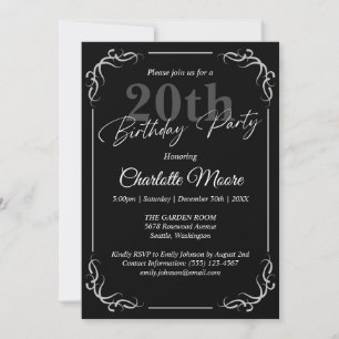 Any Age Black and White Birthday Modern Invitation