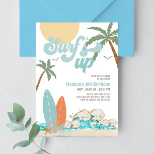 ANY AGE Boy Surf Surfing Birthday Beach Party Invitation