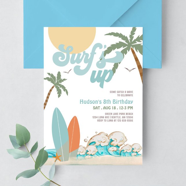 ANY AGE Boy Surf Surfing Birthday Beach Party Invitation (Creator Uploaded)
