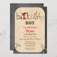 ANY AGE - Boy Tool Builder Birthday Invitation