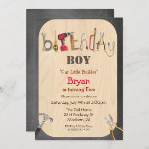 ANY AGE - Boy Tool Builder Birthday Invitation