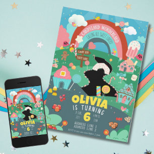 Any age, candy theme birthday  invitation
