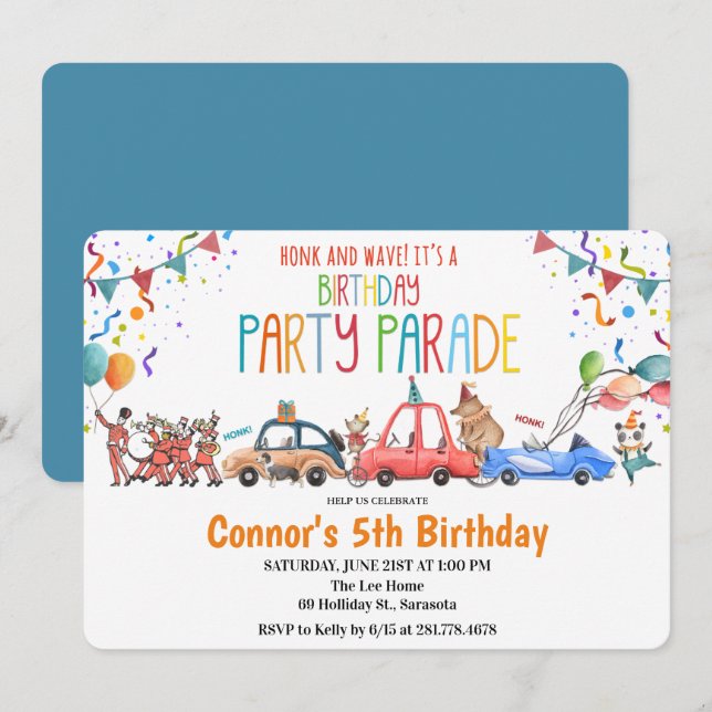 ANY AGE - Car Birthday Party Boy Birthday Party Invitation (Front/Back)