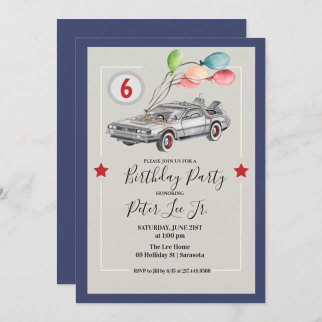 ANY AGE - Car Boy Birthday Party Invitation (Front/Back)