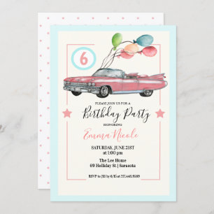 ANY AGE - Car Girl Birthday Party Invitation