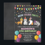 ANY AGE - Cat Kitten Birthday Chalk Invitation<br><div class="desc">Cat Kitten Birthday Chalkboard Chalk Glitter Confetti Stars Birthday Hat Balloons Bunting First 1st Birthday Invitation</div>