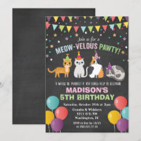 ANY AGE - Cat Kitten Birthday Chalk Invitation