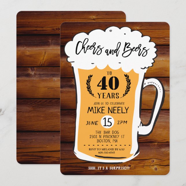 ANY AGE - Cheers and Beers Birthday Invitation (Front/Back)