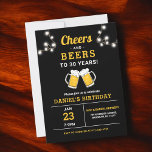 Any Age Cheers And Beers Birthday Party Invitation<br><div class="desc">Raise a glass and celebrate with a "Cheers and Beers" Birthday Party! Perfect for any age, this invitation sets the tone for a fun-filled gathering with friends and family. Featuring playful beer-themed designs and bold typography, it invites guests to toast to another fantastic year. Whether at a backyard BBQ, a...</div>