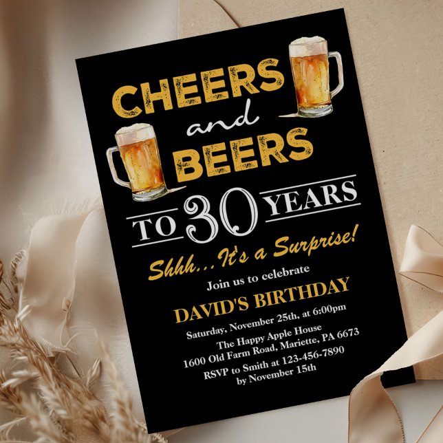 Any Age Cheers And Beers Surprise Birthday Invitation (Creator Uploaded)