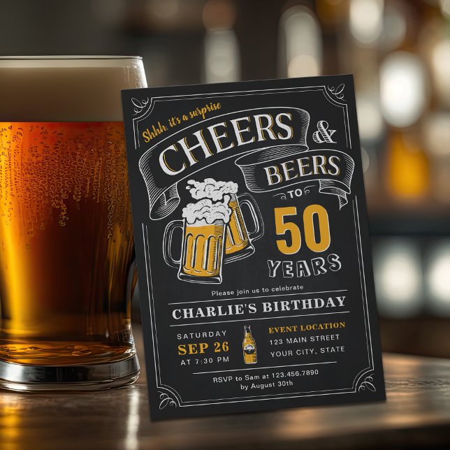 Any Age Cheers And Beers Surprise Birthday Invitation (Any Age Cheers And Beers Surprise Birthday Invitation
)