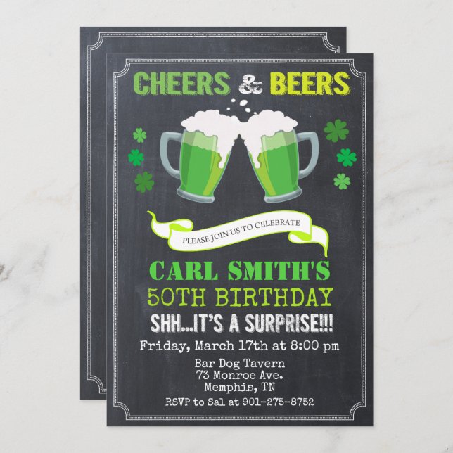 ANY AGE - Cheers & Beers Birthday Invitation (Front/Back)