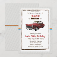 ANY AGE - Classic Car Vintage Birthday Invitation