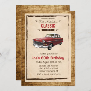 ANY AGE - Classic Car Vintage Birthday Invitation