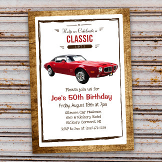 ANY AGE - Classic Car Vintage Birthday Invitation