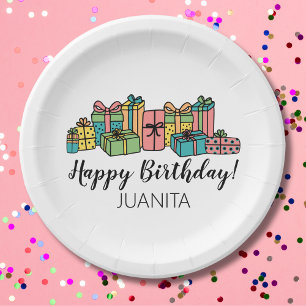 Any Age Colourful Happy Birthday Paper Plate